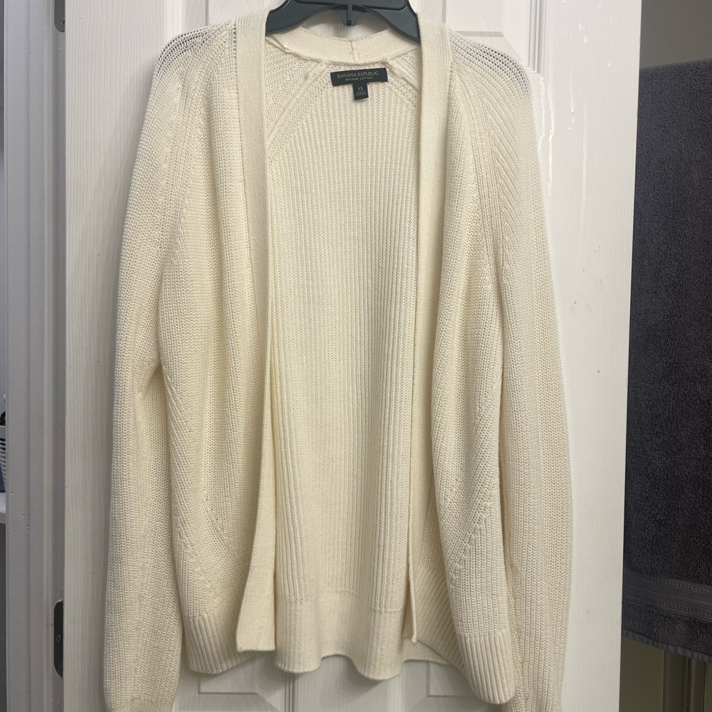 Banana Republic Cream Open-Front Knit Cardigan
